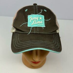 Tony Lama Hat Adjustable Trucker Mesh Brown Distressed Boot Company Men J8